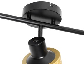 Industriële spot zwart met goud 3-lichts - Kayden