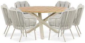 Tuinset 6 personen 150 cm Aluminium/rope Taupe Santika Furniture Santika