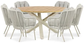 Tuinset 6 personen 150 cm Aluminium/rope Taupe Santika Furniture Santika