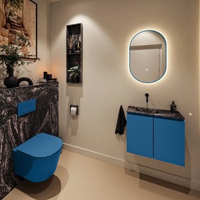 Mondiaz Ture DLux toiletmeubel 60cm jeans met wastafel lava links zonder kraangat