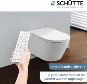 Schutte Cesari Premium randloze douche wc met Slim toiletzitting wit glans