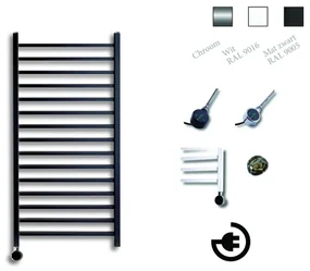 Sanicare Qubic Elektrische Design Radiator - 126.4 x 60 cm - 773 Watt - thermostaat zwart linksonder - mat zwart HRLEZ 601264/A