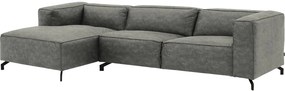 Goossens Bank Calvin grijs, micro leer, 3,5-zits, modern design