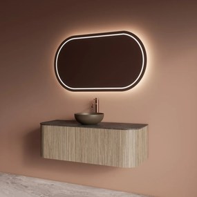 Gliss Design Alluro badmeubel ribbelfront met ronding links/rechts 120cm corn silk en zwart leisteen toppaneel