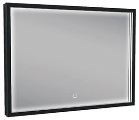 Wiesbaden Avi spiegel rechthoek met LED, dimbaar en spiegelverwarming 70 x 50 cm mat zwart 38.4190
