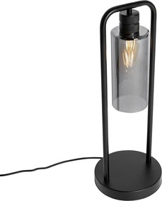 Moderne tafellamp zwart met smoke glas - Stavelot
