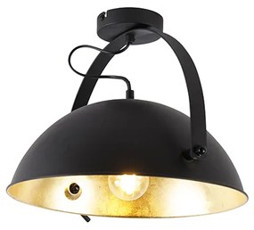 Industriële plafondlamp zwart met goud verstelbaar - Magnax Industriele / Industrie / Industrial E27 rond Binnenverlichting Lamp