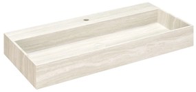 Muebles Murcia badmeubel ribbelfront 100cm walnoot met White Travertin wastafel met kraangat