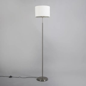 Moderne vloerlamp staal met witte kap - VT