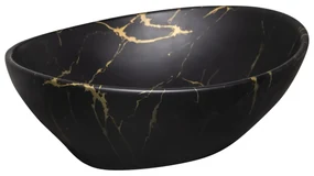 Kerra KR 707 keramische opzetwastafel 41.5x33.5cm marmer zwart/goud