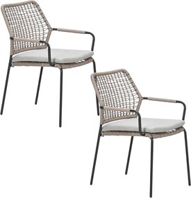 Garden Impressions Natas tuinstoel stapelbaar natural sand - 2 stuks