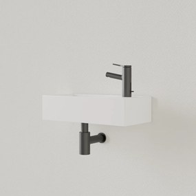 Sanigoods Nano fontein rechts wit mat met kraangat 36x18cm