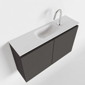 Mondiaz Ture 80cm toiletmeubel dark grey met wastafel talc midden 1 kraangat