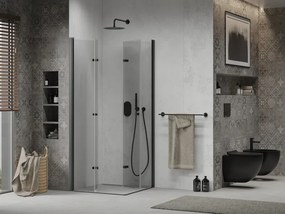 Mexen Lima Duo opklapbare douchecabine 90 x 90 cm, transparant, zwart - 856-090-090-70-00-02