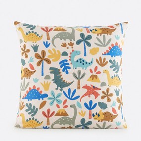 Kussensloop voor kinderen, 30% gerecycled katoen, dinosaurusprint, DINO