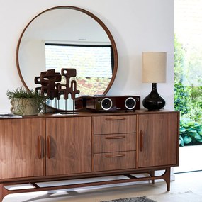 Ronde spiegel fineer notenhoutØ100 cm, Alaria