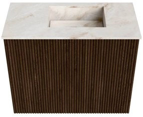 Mondiaz Joya DLux 50cm toiletmeubel walnut met wastafel faye rechts 1 kraangat frappe