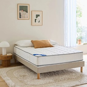 Gestoffeerde boxspring met beklede latten, met poten