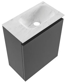 Mondiaz Ture DLux toiletmeubel 40cm dark grey met wastafel opalo rechts zonder kraangat