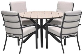Garden Impressions Senja tuinset 5-delig desert sand - Tulli tuintafel Ø122x75 cm - light teak vironwood