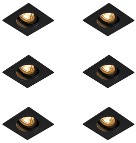 Set van 6 Moderne inbouwspot zwart 9,3 cm draai- en kantelbaar - Chuck GU10 Binnenverlichting Lamp