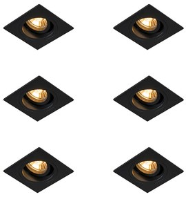 Set van 6 Moderne inbouwspot zwart 9,3 cm draai- en kantelbaar - Chuck