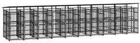 vidaXL Hondenkennel met dak 18,43 m² staal