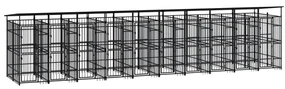 vidaXL Hondenkennel met dak 18,43 m² staal