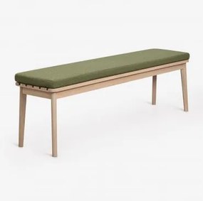 Tuinbank 160 Cm Van Acaciahout En Kaela-stof Lichte Acaciekleur & Bouclé Saliegroen - Sklum