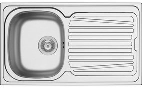 Go by Van Marcke Hypero spoeltafel 860 x 500 mm D92 mm met 1 bak roestvrij staal satijn sifon enkel plaatsbesparend plug met overloop 249774