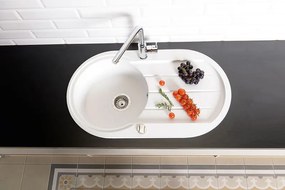 Sapho spoelbak 86x50cm met kraangat wit graniet