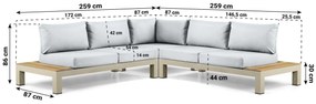Loungeset 5 personen Aluminium/Teak Taupe Lifestyle Garden Furniture Vittoria