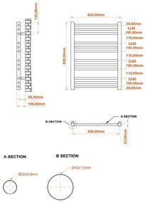 Eastbrook Corinium handdoekradiator 60x80cm 458W grijs mat