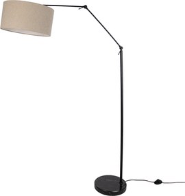 Vloerlamp zwart verstelbaar met beige kap van teddy stof 50cm - Editor
