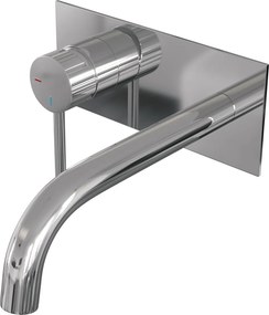 Brauer Stripe inbouw wastafelkraan ColdStart met gebogen uitloop en afdekplaat model A2 chroom
