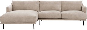 Goossens Bank Luxor Stof beige, stof, 2,5-zits, modern design met chaise longue links