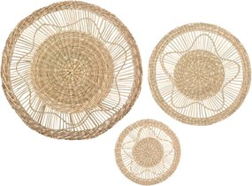 Atmosphera set van 3 Muurdecoraties van Riet - Beige Lin