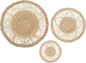 Atmosphera Wanddecoratie Riet - Set van 3 - Beige Lin - Ø 18/28/38 cm