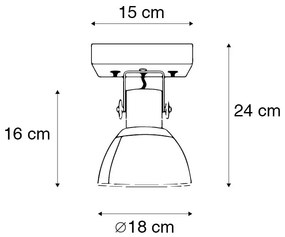 Industriële plafondSpot / Opbouwspot / Plafondspot brons met hout 18 cm - Mangoes Industriele / Industrie / Industrial E27 rond Binnenverlichting Lamp