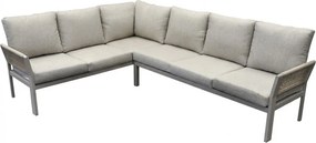 Saigon hoek loungeset 4 delig latte zand rope aluminium