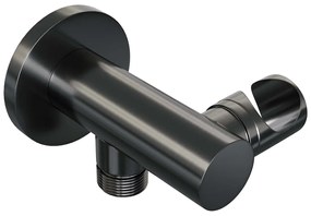 Brauer Stripe inbouw badkraan met drukknoppen en staafhanddouche gunmetal geborsteld PVD