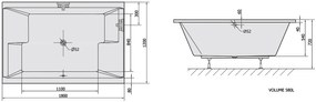 Polysan Dupla ligbad met constructie 180x120x54cm wit