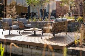 Stoel en Bank Loungeset 5 personen Wicker Taupe Coco Nathan/Ralph