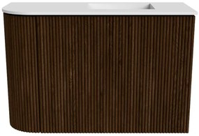 Mondiaz Joya 60cm toiletmeubel ronding links walnut met wastafel faye rechts zonder kraangat talc