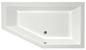 Xenz Society 160 ligbad - 160x90cm - met overloop - zonder afvoer - Hoekopstelling rechts - Acryl - Edelweiss mat 6882-03
