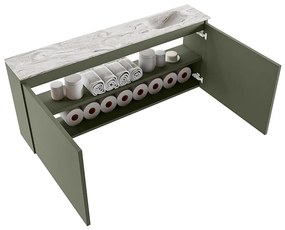 Mondiaz Ture DLux toiletmeubel 120cm army met wastafel glace rechts met kraangat