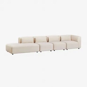 4-delige Modulaire Hoekbank Met Linker Divan Fogler Corduroy Linnen Beige - Sklum