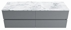 Mondiaz Vica DLux badmeubel 150cm plata 4 lades met wastafel glace rechts 1 kraangat