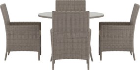 The Outsider tuinset-sven-5-delig-4-personen-rond-bruin-wicker-glas-the-outsider