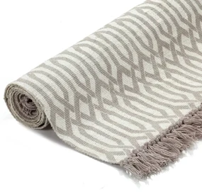 vidaXL Kelim vloerkleed met patroon 160x230 cm katoen taupe
